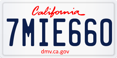 CA license plate 7MIE660