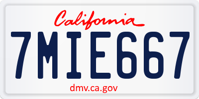 CA license plate 7MIE667