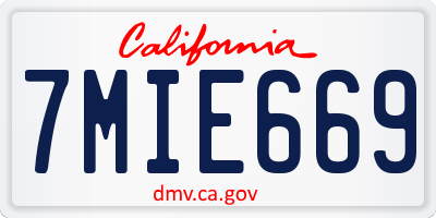 CA license plate 7MIE669