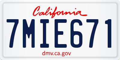 CA license plate 7MIE671