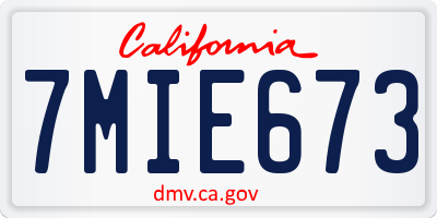 CA license plate 7MIE673