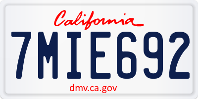 CA license plate 7MIE692