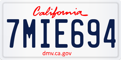 CA license plate 7MIE694