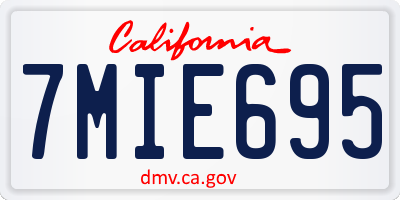 CA license plate 7MIE695