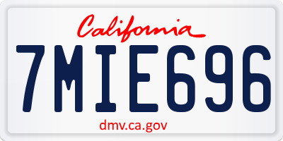 CA license plate 7MIE696