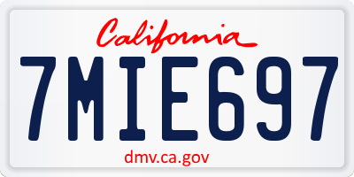 CA license plate 7MIE697