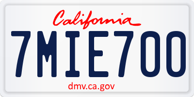 CA license plate 7MIE700