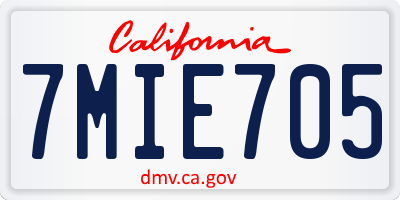 CA license plate 7MIE705