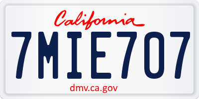 CA license plate 7MIE707