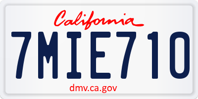 CA license plate 7MIE710