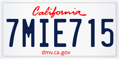 CA license plate 7MIE715