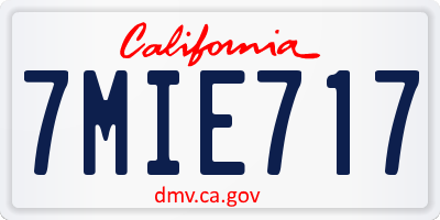 CA license plate 7MIE717