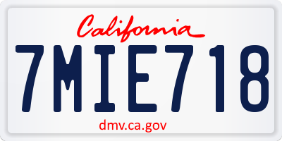 CA license plate 7MIE718