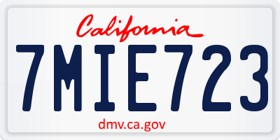 CA license plate 7MIE723