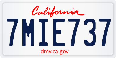 CA license plate 7MIE737