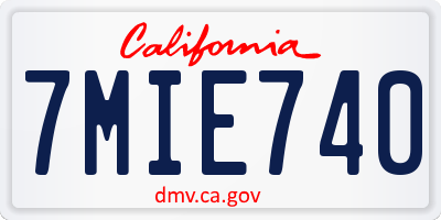CA license plate 7MIE740