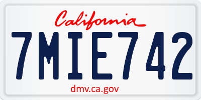 CA license plate 7MIE742