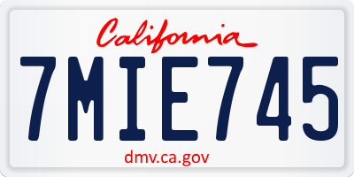 CA license plate 7MIE745