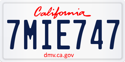 CA license plate 7MIE747