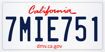 CA license plate 7MIE751