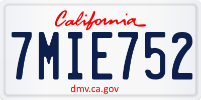 CA license plate 7MIE752