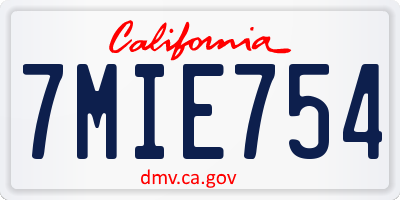 CA license plate 7MIE754