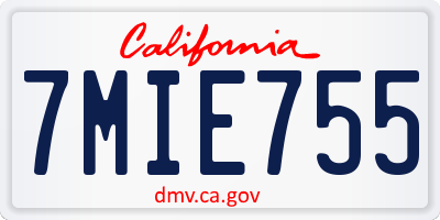 CA license plate 7MIE755