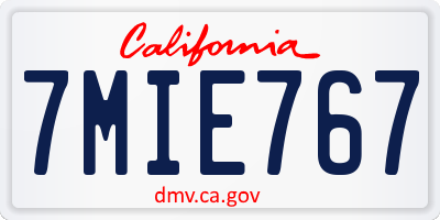 CA license plate 7MIE767