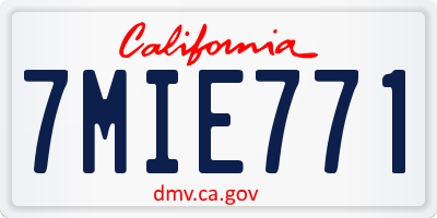 CA license plate 7MIE771