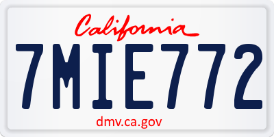 CA license plate 7MIE772