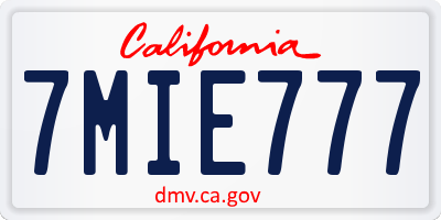 CA license plate 7MIE777
