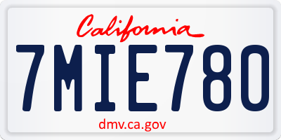 CA license plate 7MIE780