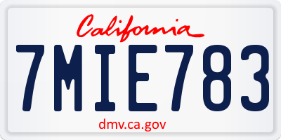 CA license plate 7MIE783