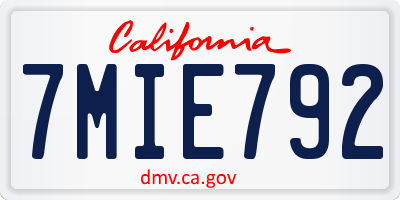 CA license plate 7MIE792