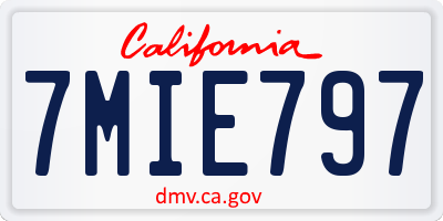 CA license plate 7MIE797