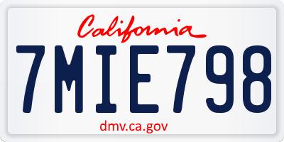 CA license plate 7MIE798