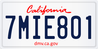 CA license plate 7MIE801
