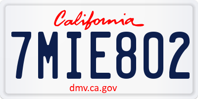 CA license plate 7MIE802