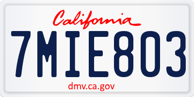 CA license plate 7MIE803