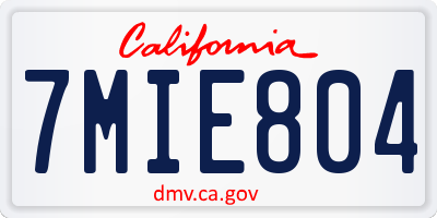 CA license plate 7MIE804
