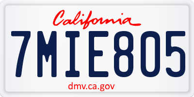 CA license plate 7MIE805