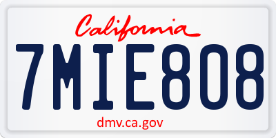 CA license plate 7MIE808