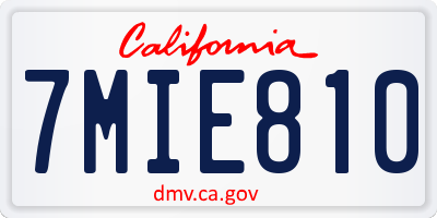 CA license plate 7MIE810