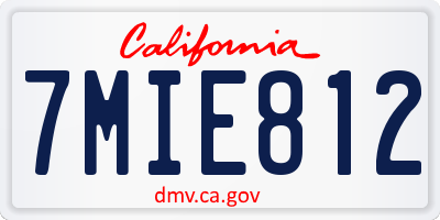 CA license plate 7MIE812