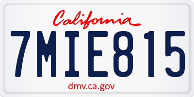 CA license plate 7MIE815
