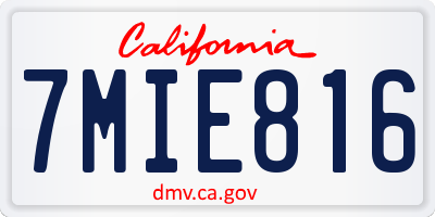 CA license plate 7MIE816
