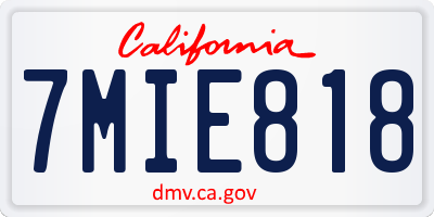 CA license plate 7MIE818