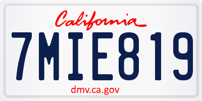 CA license plate 7MIE819