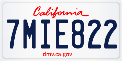 CA license plate 7MIE822