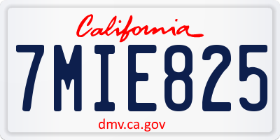 CA license plate 7MIE825